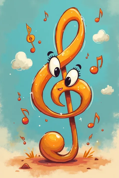 Cartoon treble clef for s