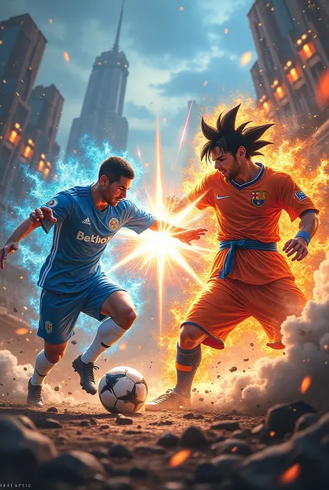 Ronaldo fight with goku and messi help with saitama