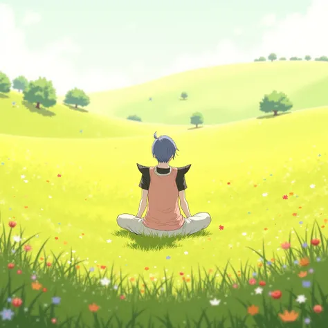 Let the character sit in the meadow