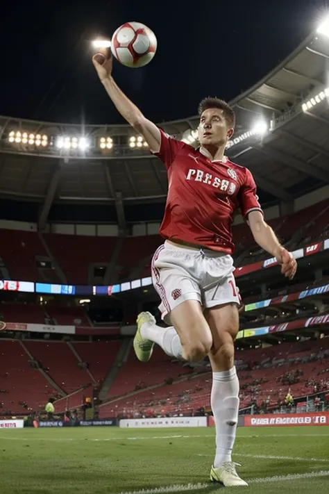 Robert Lewandowski Goal With Indonesian National Team Jersey Football In Stadium