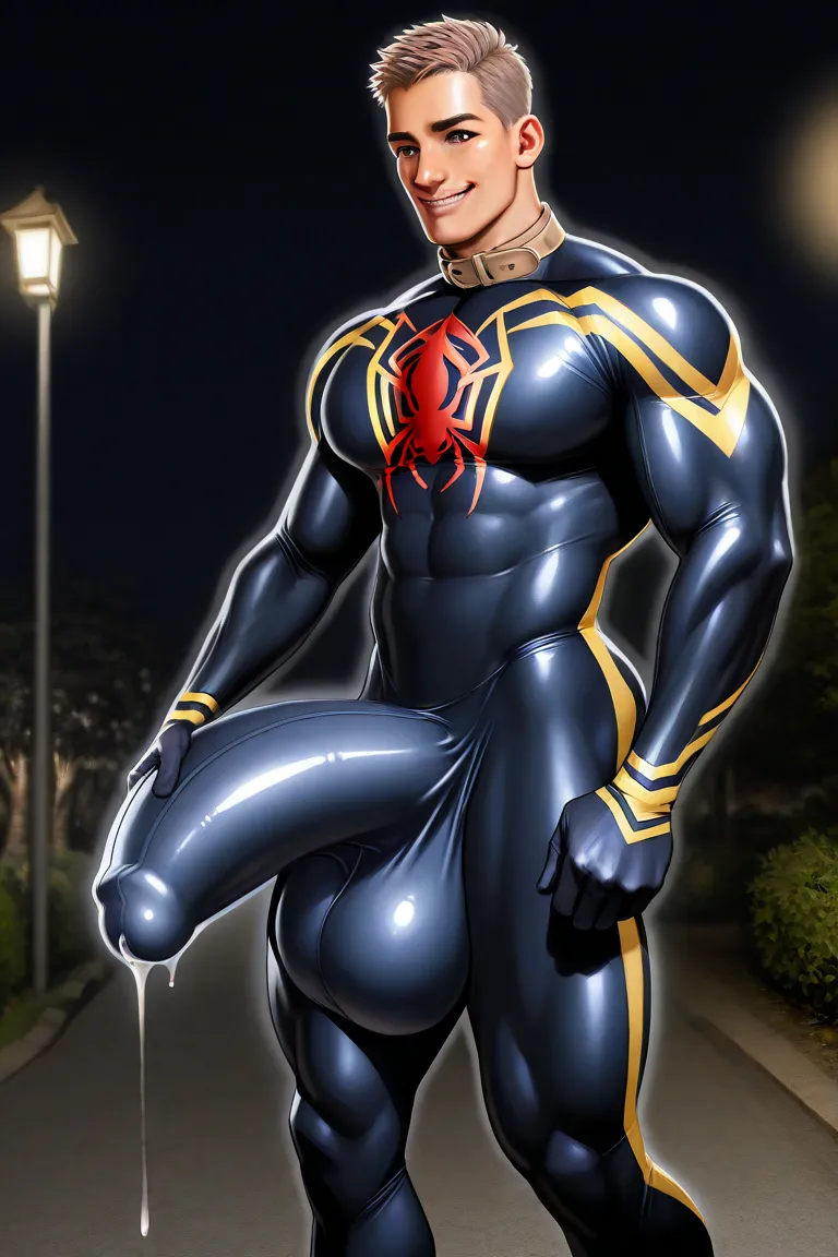 park,night,japanese man walking,japanese guy walking,wearing Spiderman bodysuit ,tight fitting Spiderman bodysuit ,exhibitionism, huge cock bulge,erection bulge,mega cock bulge,mega balls bulge,gigantic cock bulge,hyper cock bulge,mega muscular japanese gu...