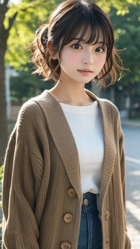  Japanese girl facing the front, super high image quality, cute, pretty, sexy, playful, cute model actress, Japanese pretty girl, Lori, loose, short, curly hair, excellent skeleton, beautiful, beautiful, beautiful, beautiful, beautiful, beautiful, beautifu...