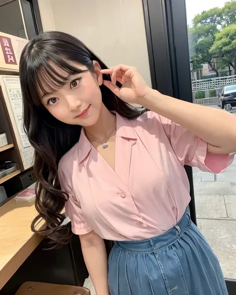  (nationality:1.1) Japanese woman、(age:1.3) Age 35、( Detailsな服装:1.2) shirts、 tight skirt、 apron、( Accessories:1.1) necklace、( facial features :1.3) slit eyes、 red lipstick、( Emoji:1.2)smile、(Body Type:1.1) plump 、( pose :1.2)whole body、Taoyaka 、 ( Detailsな...