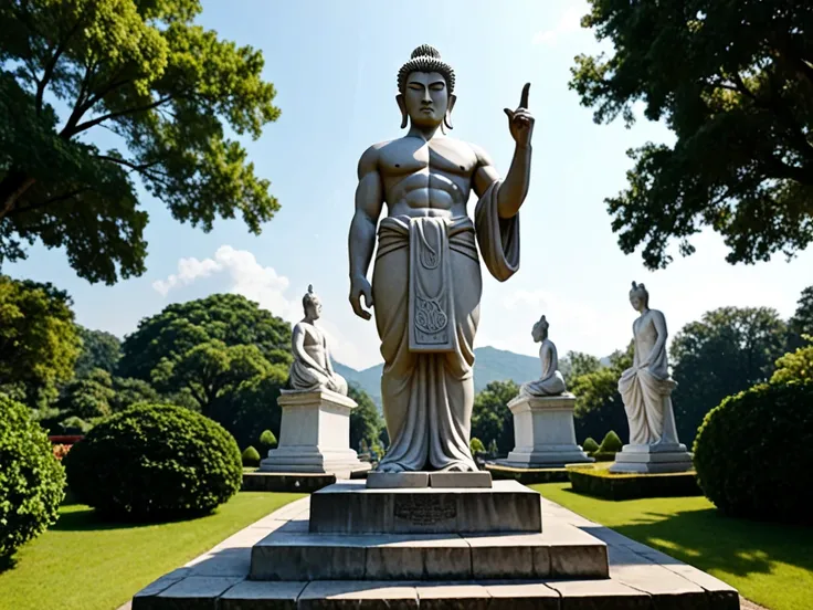 Scenery of a Buddha statue temple pointing at the buttocks