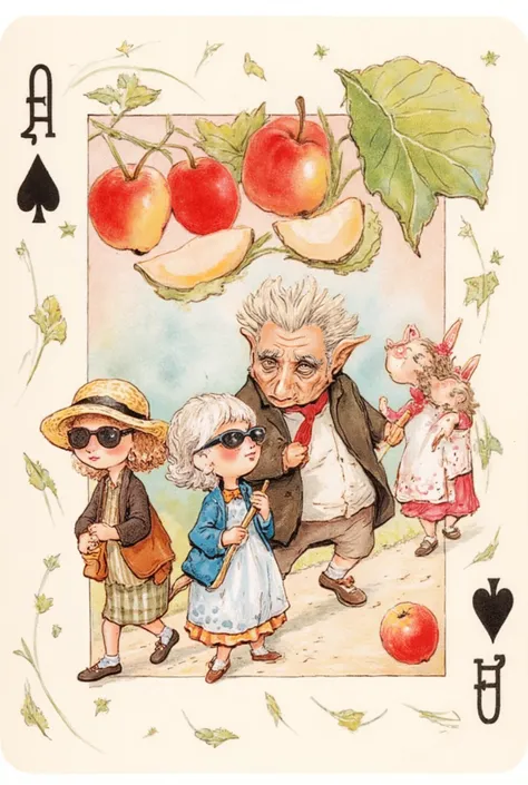 Logo Design， main graphics, four anthropomorphic playing cards （laugh ） form “senior travel group” queue ，happy的老爷爷，Granny，dad，Mother， wears sunglasses 、straw hat、 hiking poles and camera ，  background blended with card pattern red peach symbol changed to ...