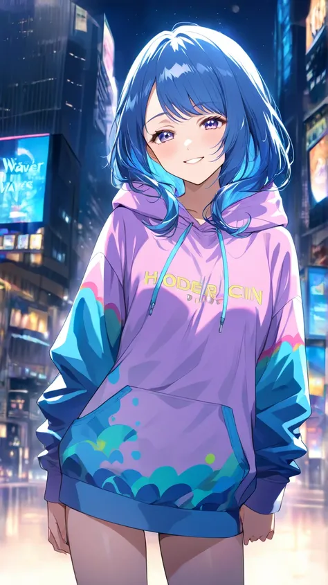 ( anime girl clothes:1)( blue hair:1)( Modern City:1)(Half turn pose:1)( smile:1)(waves his hand:1)( hoodie :1)( anime girl clothes:1)( blue hair:1)( Modern City:1)(Half turn pose:1)( smile:1)(waves his hand:1)( hoodie :1)

