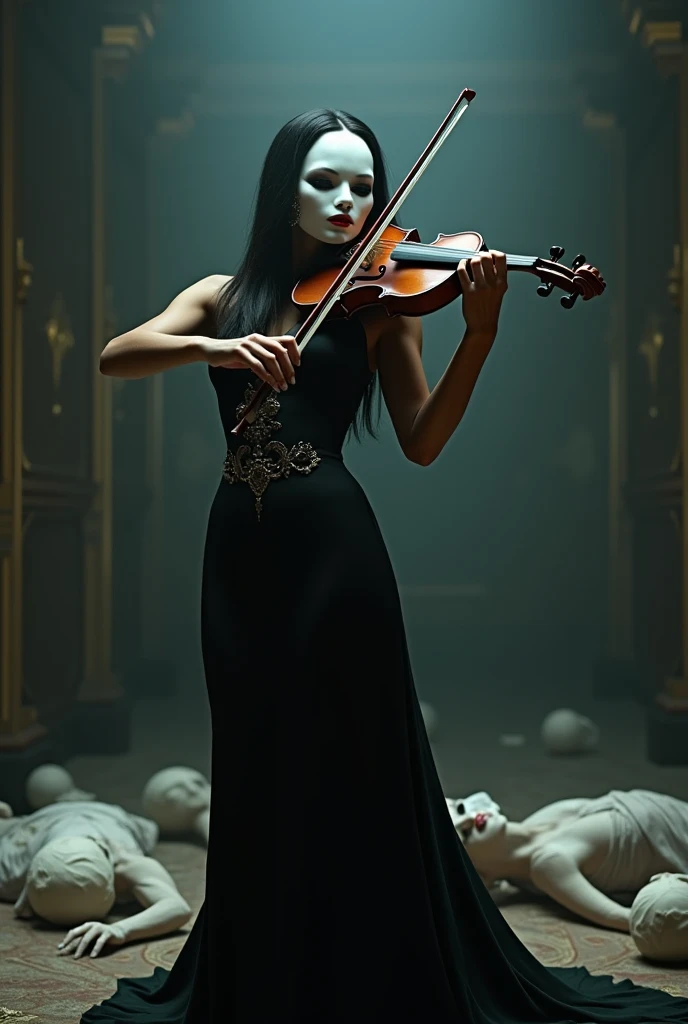 A very famous but unknown violinist who wears a mask. No one ever knows her features, but in fact she is a famous killer who plays the violin over the bodies of her victims 