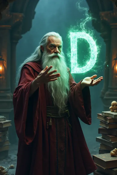 Wizard showing the letter D