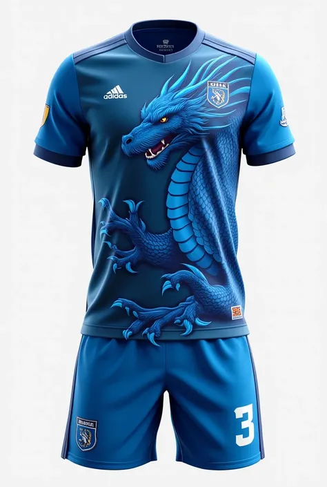 Create a uniform for a soccer team called "Blue Dragon"