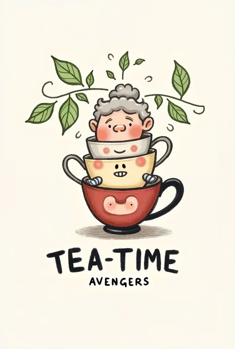  Designed a humorous team logo plan for a team of retirees， ， the jigaku teacup family ， main graphics ： The body pattern uses a stick pen tree to form （ symbolizes three generations ）， The top layer teacup wears reading glasses （The ）， the middle layer te...