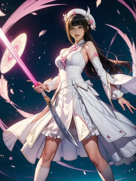 Wear a white dress and hat、Woman holding a sword, Genshin Impactのキャリング, Anime Goddess,   Genshin Impact character  ,  Hestia,  Ayaka from Genshin Impact , lady pink,  official character art , Genshin Impact&#39;s Zhongli, Beautiful female priest, genshin, ...