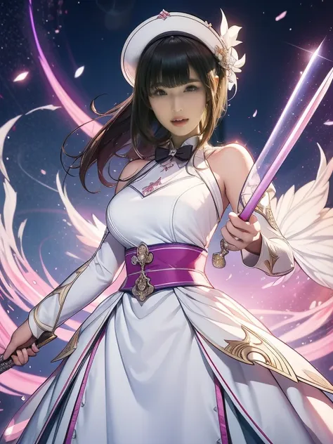 Wear a white dress and hat、Woman holding a sword, Genshin Impactのキャリング, Anime Goddess,   Genshin Impact character  ,  Hestia,  Ayaka from Genshin Impact , lady pink,  official character art , Genshin Impact&#39;s Zhongli, Beautiful female priest, genshin, ...