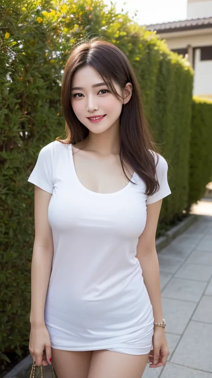  Masterpiece,  top quality,  photorealistic,   fine details,  Hi-Res,  8k,  my semen dripping from her mouth ,  beautiful detailed eyes,  medium hair, BIG FULL BREASTS Grab ,  random sexy pose, please pull your chest 、(I'm wearing a colored plain t-shirt)、...