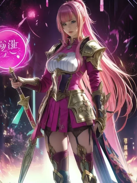 A woman in armor 、 has pink hair and a sword 。, jRPG Characters,  Ayaka from Genshin Impact ,  Ayaka from Genshin Impact ゲーム, jRPG Characters art,   shadowverse style , Genshin Impactのキャリング, ( (  character concept art  ) ), RPG Characters,   Genshin Impact...