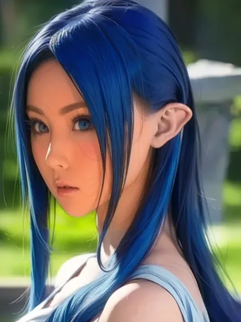 Anime girl with blue hair and holding a sword in a blue dress, portrait  a knight girl of the zodiac ,  a knight girl of the zodiac ,   an enchanting elf princess night ,  Maya Ali as Wind Magician , The truth of the matter,  Magician in the Beautiful Sky,...