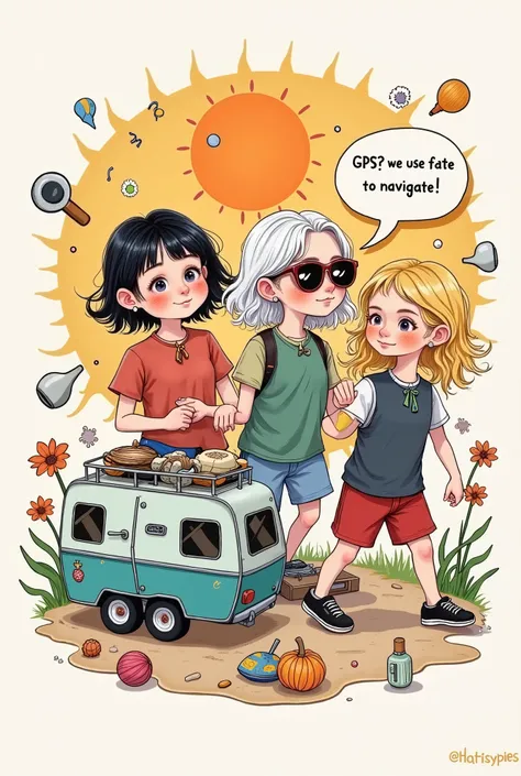 illustration， printed on it for a team of retirees，Grandpa and grandma group ， dark hair ， silver hair， with yellow hair，（poker） wearing sunglasses
Imprinted mahjong、Yarn ball、fishing rod 、Camera pattern ， dragging a shared suitcase in the shape of a small...