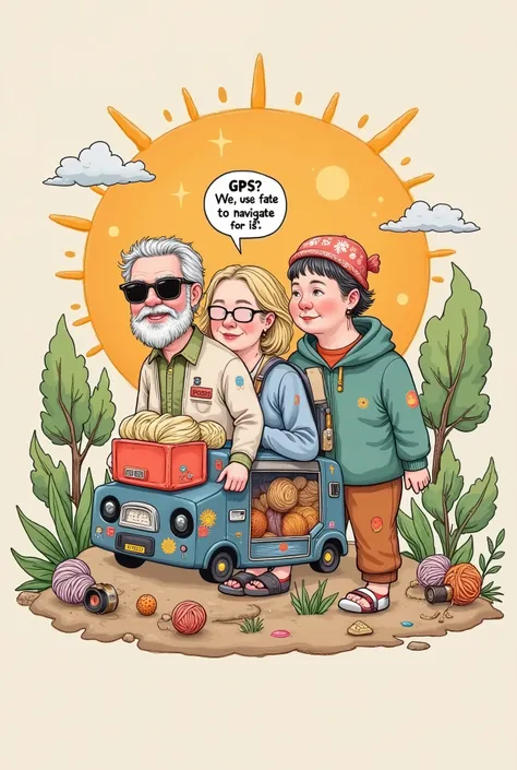illustration, printed on it for a team of retirees,Grandpa and grandma group , dark hair , silver hair, with yellow hair,(poker) wearing sunglasses
Imprinted mahjong、Yarn ball、fishing rod 、Camera pattern , dragging a shared suitcase in the shape of a small...