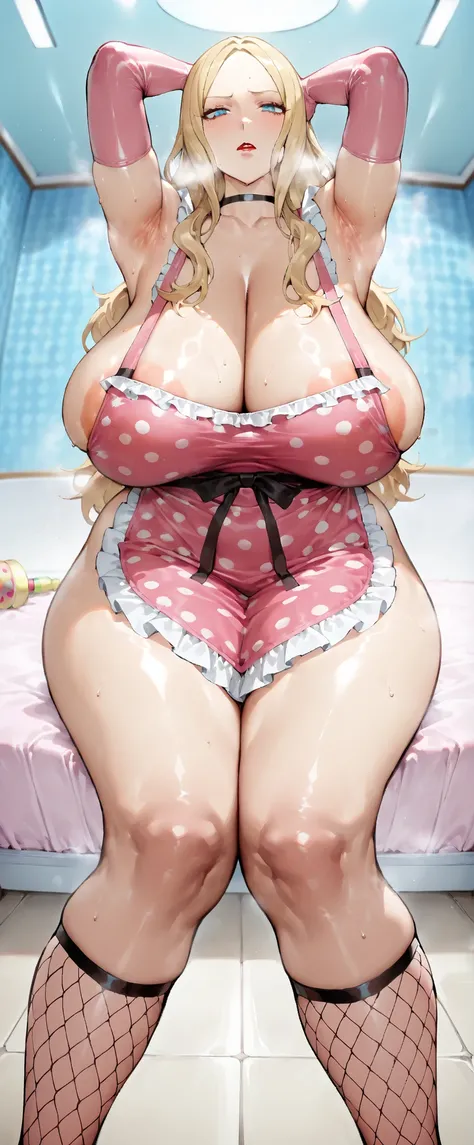 [pony ] Irina Jelavic Irina Jelavić / Ansatsu Kyoushitsu,   1girl , (Light blue wall),( pink bed), (artist: boingoo), (artist: laser flip), (artist: orushibu), ( cellulite :0.9), off shoulder, shiny skin,  Beautiful Skin,  bright skin look at viewer, Plump...