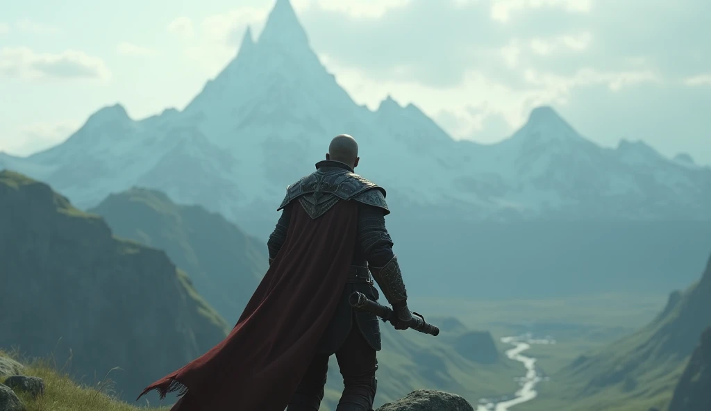 The protagonist stands atop the Throat of the World, gazing over the vast landscape of Skyrim. In his hands, a grenade launcher. His cloak flutters in the wind as he slowly turns to the camera and gives a subtle nod, as if to say: "Yes, this is really happ...