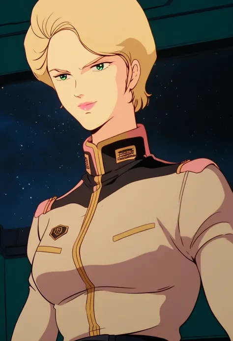 NSFW, score_9, score_8_up, score_7_up, score_6_up, LilaMillaRira, short blonde hair, green eyes, glossy pink lips, soft smiling, relaxed, wearing eff officer uniform, long sleeved, officer hat, yellow pipings, black belt, chino pants, military boots, well ...