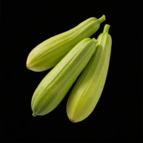 three courgettes on a white background