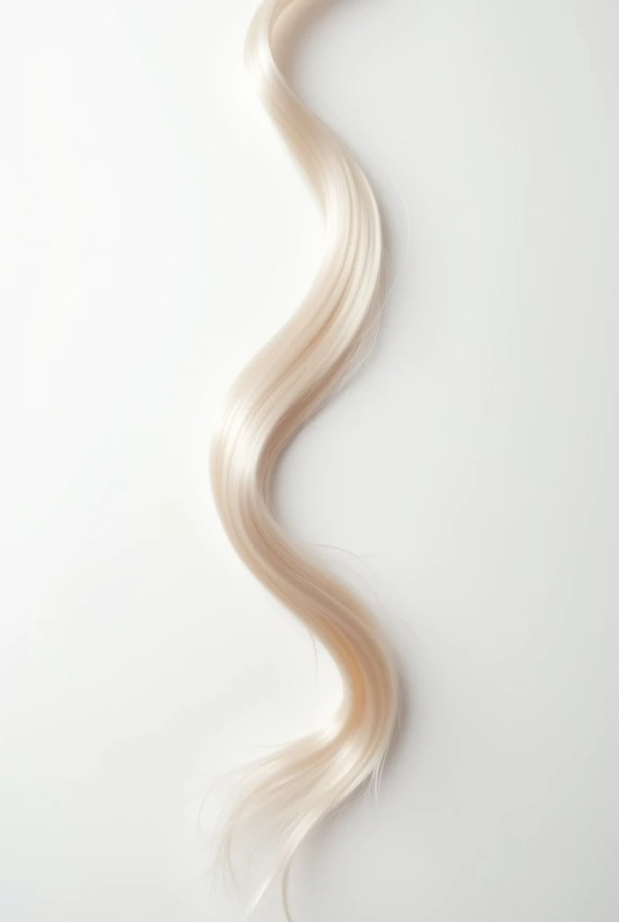 a strand of hair hangs down,smooth silky,white background
