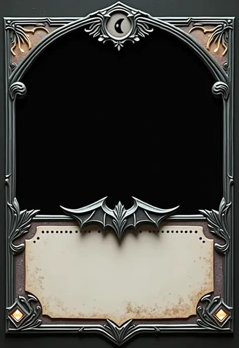 【 structural frame 】
 dotted magic array outline  |  Dark Trapezoid Card Base  |  diamond shaped blank area in the center （55%） |  four-corner simplified rose iron decoration  |  dark lines on the bottom  |  Rust Gradient Transition
Accent color 

【 symbol...