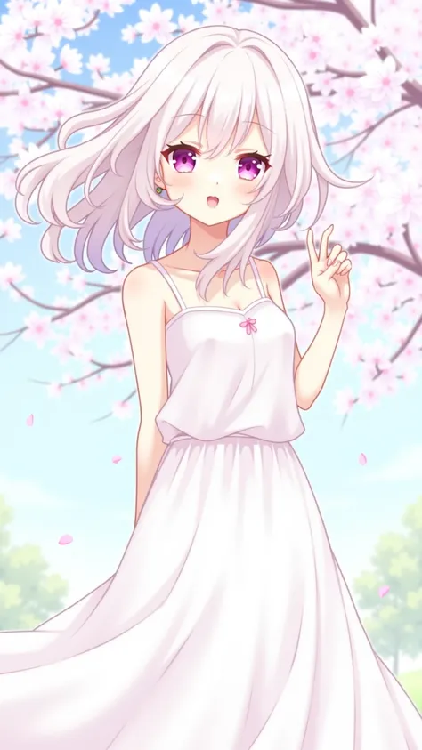 art by Cornflower, dreamer, cherry blossoms_blossoms, Drop_ petals,  petals, branch, Rosa_flower,  girl,20 years, green_null, spring_(seasand),  petals_and_liquid, flower, Cherry Blossom Viewing,  dress, (Landg blandd curly hair：1.5),Wearing a wreandh,null...