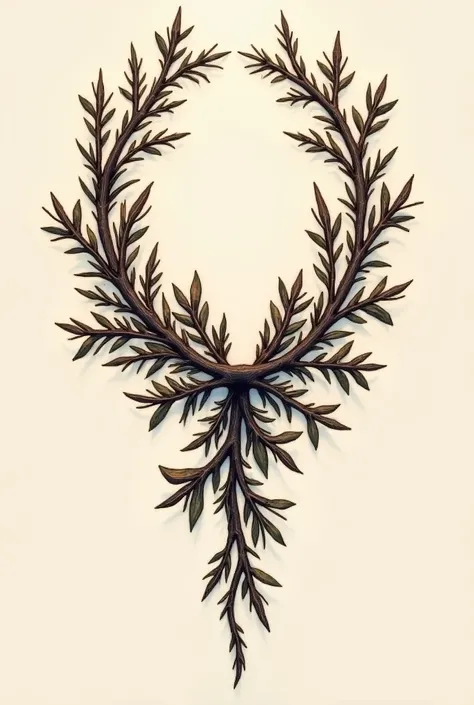 Act as a professional tattoo artist and design a branch crown with juniper leaves 