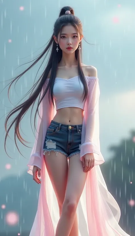 ร่างกายของเทพธิดาที่ nudeเปล่า งามสง่า เย้ายวน,  Chinese legend Goddess of libido ,  Highly detailed goddess body ,  detailed face , Beautiful eyes , Lips, Beautiful Asian girl standing  ,ผมดำ,  Very Long Hair , Extra-long hair 2m, His long flowing hair , ...