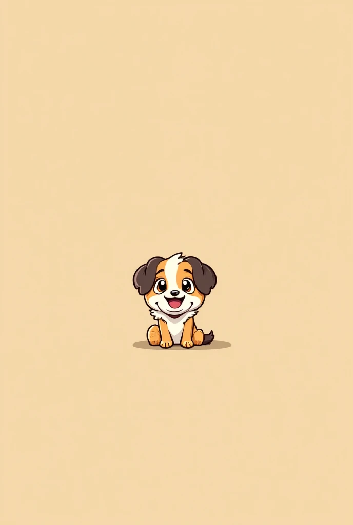  The anime cartoon shows a small to medium-sized dog with curls,  bicolor fur ,    dark ears in shades of beige and white.   . He has droopy and  , ojos expresivos .  . . He looks to the right side with a fun expression while his mouth is open  