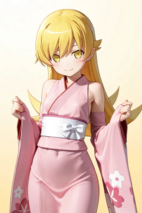 NSFW, Masterpiece, top quality, Hi-Res, very detailed,Shinobu Oshino\( monogatari series\), kimono, kimono,小さい kimono, sleeveless, detachable sleeves