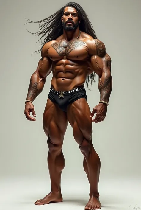 Long hair body builder with medium barred
