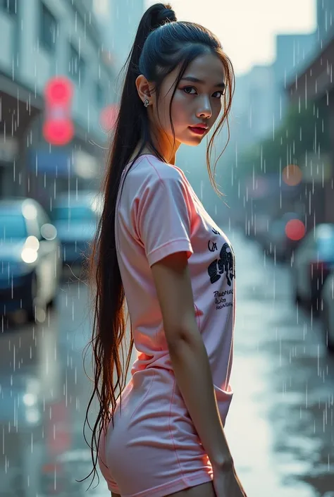  High Quality Photos  , 3D 8K,  ถ่ายด้วยThe camera คุณภาพสูงที่สุด , The camera , Fuji Camera , ,  using the highest quality and most fashionable film. ,ภาพและสีที่ Realistic , A round faced Asian girl , Got a Yakuza tattoo , in a graphic print t-shirt dre...