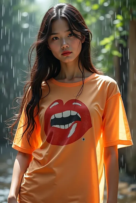  High Quality Photos  , 3D 8K,  ถ่ายด้วยThe camera คุณภาพสูงที่สุด , The camera , Fuji Camera , ,  using the highest quality and most fashionable film. ,ภาพและสีที่ Realistic , A round faced Asian girl , Got a Yakuza tattoo ,In a set of thin transparent T-...