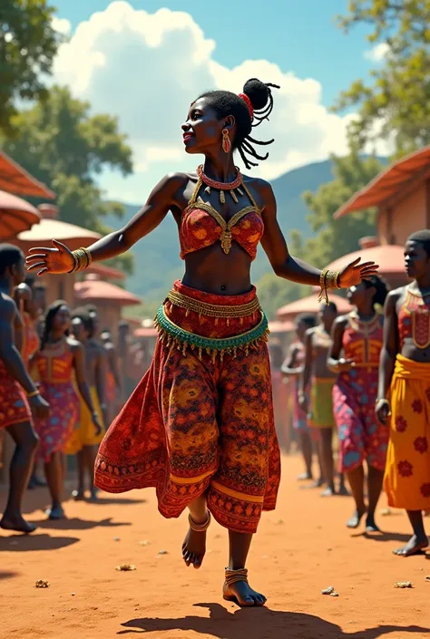 Personnage africain 
 en train de danser vu employé