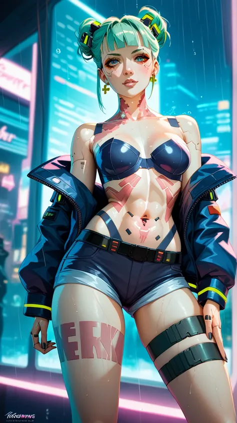 cyber girl in the rain, cyberpunk art inspired by rossdraws, trending on cgsociety, neoism, cyberpunk anime girl, digital cyberpunk - anime art, anime cyberpunk art, digital cyberpunk anime art, female cyberpunk anime girl, cyberpunk anime art, bright cybe...