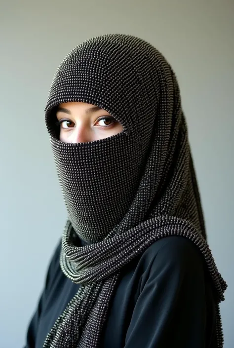 Laidy wear a niqab the niqab made with paper pins 