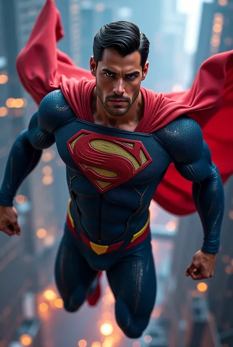 African Superman, Dark skinned, Stoic African Superman(masterpiece:1.2, Exceptional Quality, Mirror-like, Cinematic Experience, Best illustrations:2.0), Ultra-high resolution, Very detailed, 8k, wallpaper, (Super sexy man:0.5), (Super muscular:2.0), (h3nr4...