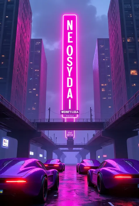  sign with ne_osyjdai cyberpunk cars all Neon purple
