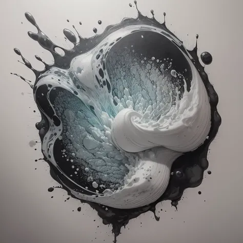 Biological patterns of sea foam bubbles in black and white as a black and white watercolor drawing