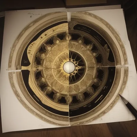 Inner shell drawing biology black and white golden ratio patterns