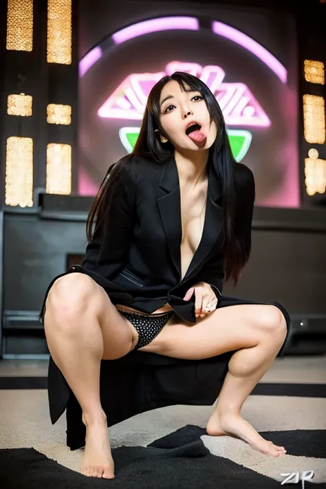 ((  top quality )), (( masterpiece)), (   Details),    adult content ,   1 Japanese woman,     long dark hair ,  (( black business suit while looking over my entire body:1.2)) ,   short skirt ,   ((( squatting))) ,   open her legs ,   shows underwear ,  is...