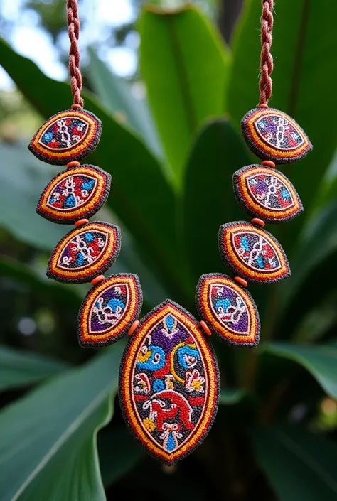  Pero coconut necklaces with Huichol art 