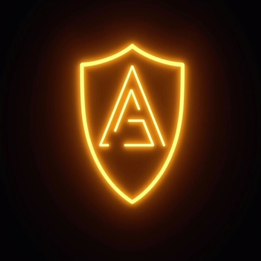 Logo for a woman ( A golden glow neon shield, " female",  with smooth and elegant lines that form the letters "AEGIS" inside it.  The shield is slightly tilted to the right ,  transmitting dynamism and progress .) clan that includes the name of: AEGIS