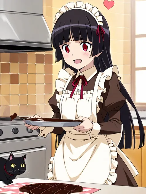 score_9, score_8_ up   , score_7_ up   BREAK source_anime, best quality , Masterpiece, No posts BREAK 
1girl, Alone, ruri gokou, hime cut,  long hair, mole,  red eyes, Maid clothes, Cat ear, Black Tail, apron skirt, Midi Skirt, apron, Frills, ribbon, race,...