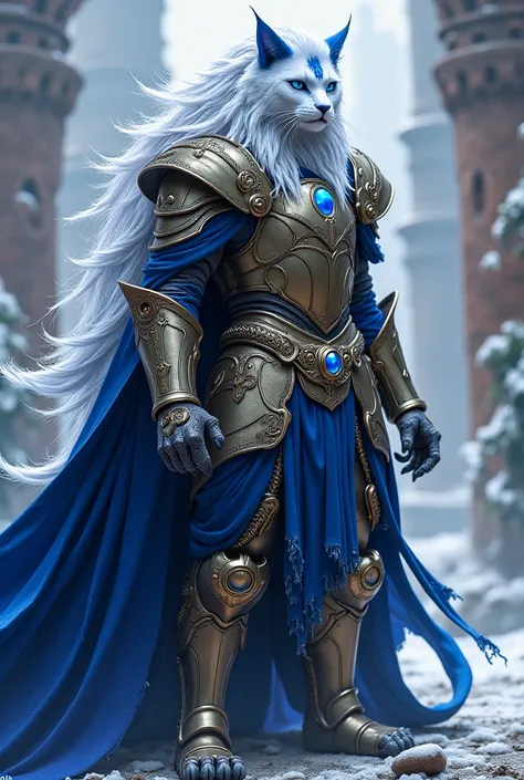 Can you please generate a A full body picture of a majestic and detailed fantasy art piece of a D&D 5e Maine Coon Taxabi Paladin. Envision a powerful warrior embodying the Oath of Ancients, adorned in ornate Paladin armor. He has incredibly long, flowing, ...