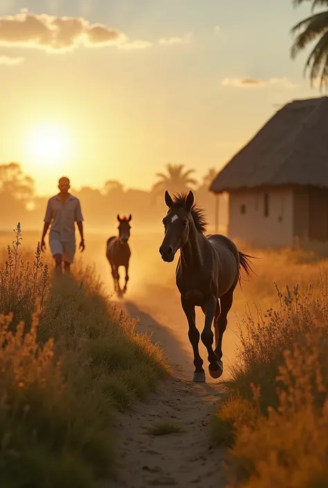 In the distance, Badal and his mother run freely through the fields. But for a moment, the little horse pauses and looks back toward the village. Ramu Kaka stands outside his home, watching. The horse lets out a soft neigh, as if saying thank you, before r...