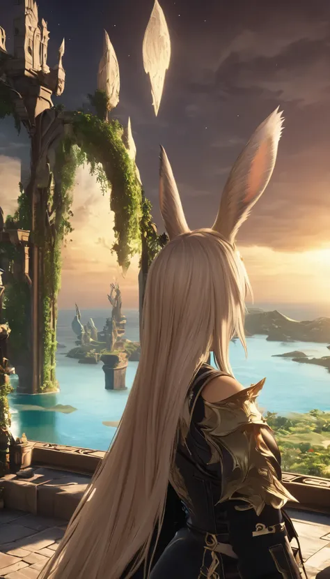 (8k, top quality, Masterpiece , Final Fantasy Style: 1.2),Atmospheric perspective, 8K, Very detailed, Accurate, Highest quality, masterpiece,タロットカード, Viera