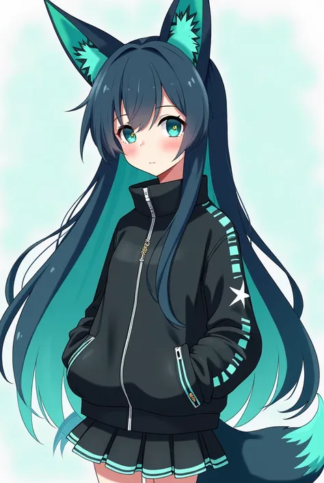 make a 5'1 young  anime girl Her dark blue hair is quite long, extending past her waist.  While often the individual strands appear to have a slight wave or curl to them, suggesting a natural bounce and movement rather than being perfectly straight.  Even ...